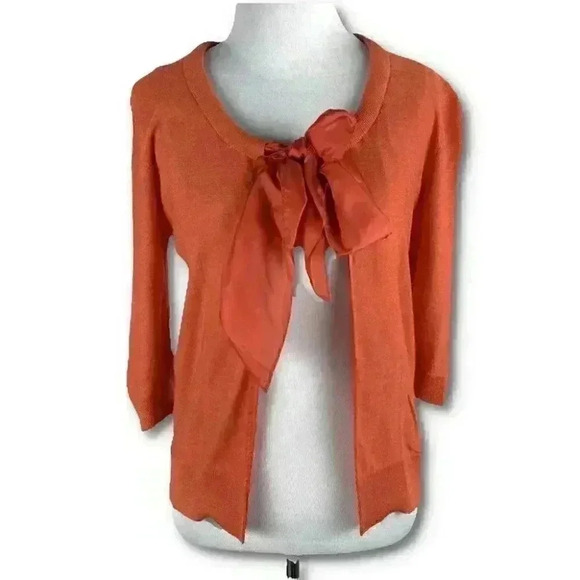 DKNY womens sweater size SP coral 100% Tussah silk cardigan vintage 90s Y2K - Picture 1 of 9
